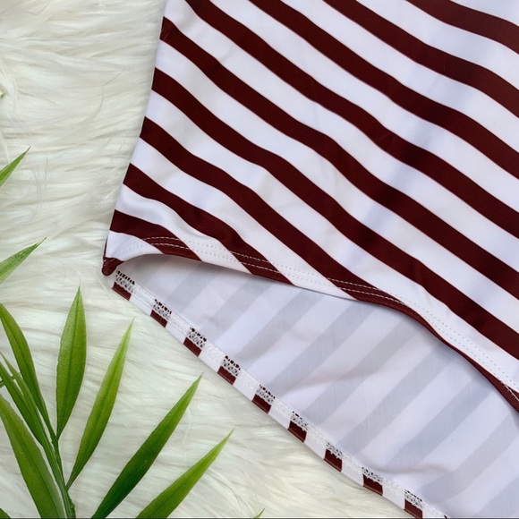 Women’s Brown White Waist Tie One Piece, XL. - Picture 3 of 8